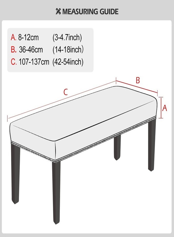 Lebaley Waterproof Stretch Jacquard Ottoman & Bench Cover Removable Washable Slipcover for 42-54 inch Rectangular Benches Dining Bench Covers Stretch Fit for Bar Stools and Chairs (Fits 14-18" Wide) - Image 5